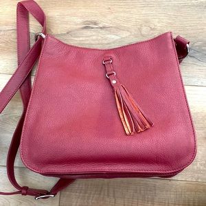 real leather red purse